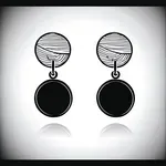 small round black earrings image